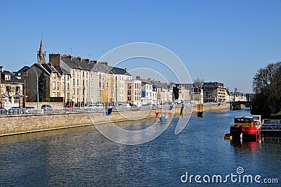 The river Sarthe at Le Mans in France Stock Photo
