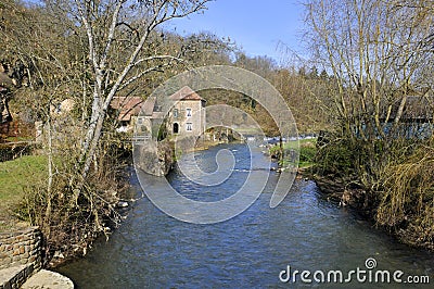 The river Sarthe at Saint-CÃ©neri-le-GÃ©rei Stock Photo