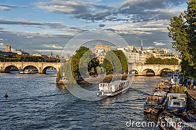 The river Seine and the Ile de la Cite in Paris. Stock Photo