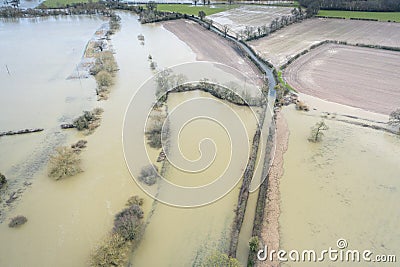 River Severn in Flood at Atcham in Shropshire Stock Photo