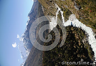 River and snowy peak mountains Stock Photo