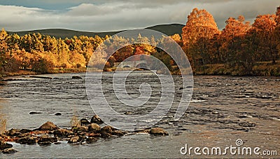 River Spey with late afternoon sun Stock Photo