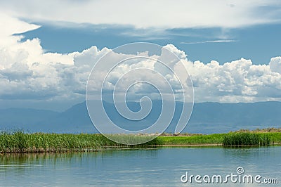River in steppe. prairie Stock Photo