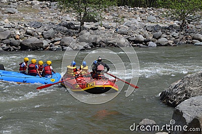 River stone river rafting boat Editorial Stock Photo