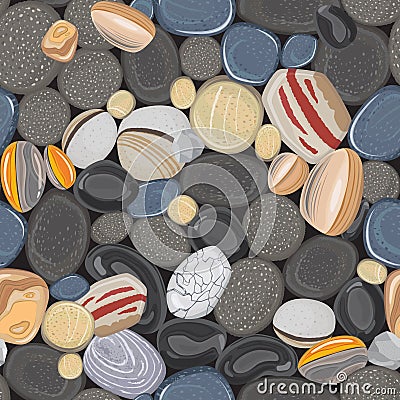 River stones seamless pattern Vector Illustration