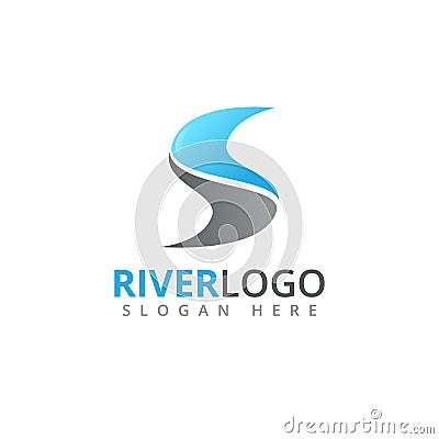 river stream flowing letter s shape vector logo design Stock Photo