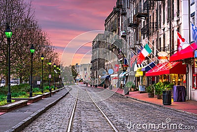 River Street in Savannah Georgia Stock Photo