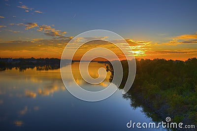 River Sunrise Stock Photo