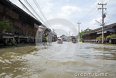 On boat - river in Thailand - Amphawa Floating Market Editorial Stock Photo