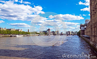 River Thames near Palace of Westminster, Houses of Parliament. UNESCO World Heritage Site Stock Photo