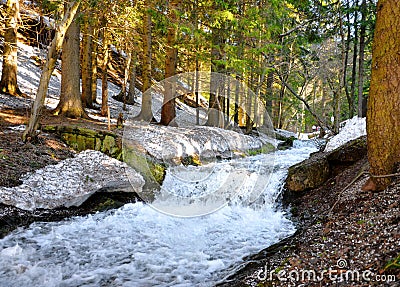 River and thawing snow Stock Photo