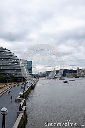 The river themes, riverside in sight, cloudy sky above. Editorial Stock Photo