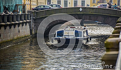 River tram in the Winter Canal Editorial Stock Photo