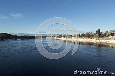 The River of UmeÃ¥, Sweden Stock Photo
