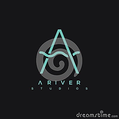 River vector logo. A letter vector logo Vector Illustration