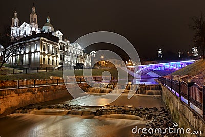 River Vitba mouth. Downtown Vitebsk. Stock Photo