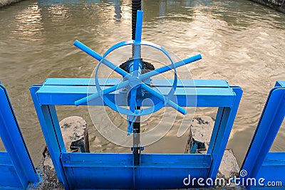 river water dam to regulate water volume Stock Photo