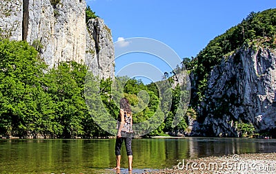 River and woman Stock Photo