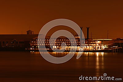 Riverboat at Night Stock Photo