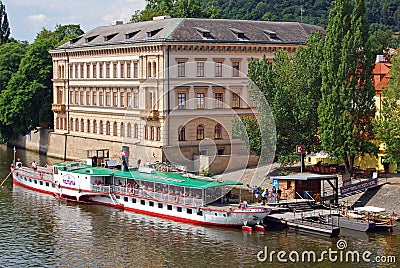 Riverboat on Vltava River, Prague. Editorial Stock Photo