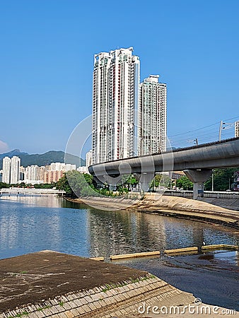 The Riverpark Towers at Che Kung Temple Station Shatin New Territories Hong Kong Editorial Stock Photo