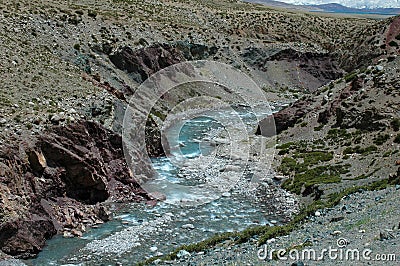 Rivers near Mount Kailash with beautiful banks of slopes Stock Photo