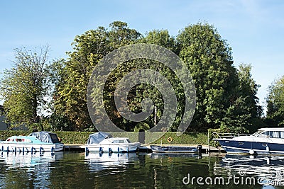 Riverside and boats in the Reading, Berkshire, England Editorial Stock Photo