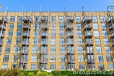 Riverside flats in Canary Wharf Stock Photo