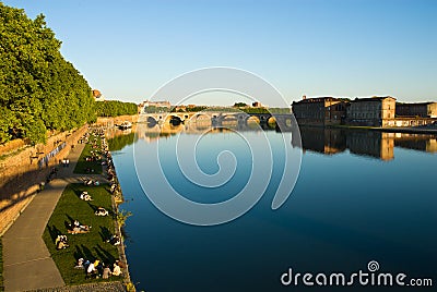 Riverside of Garonne in Toulouse Stock Photo