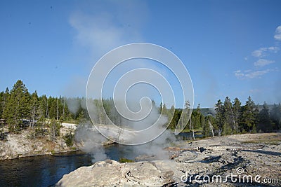 riverside geysers in Yellowstone National Park Stock Photo