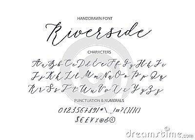 Riverside - handwritten Script font. Vector Illustration