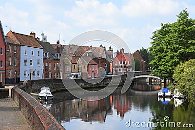 Riverside near Fye Bridge, River Wensum, Norwich, England Stock Photo