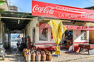 Riverside store in Caribbean town, Livingston, Guatemala Editorial Stock Photo