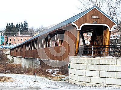 Riverwalk Covered Bridge Littleton, NH Editorial Stock Photo