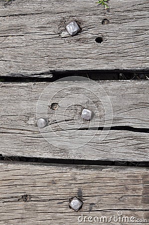 Rivet on old wooden Stock Photo