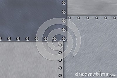 Rivets in brushed steel Stock Photo