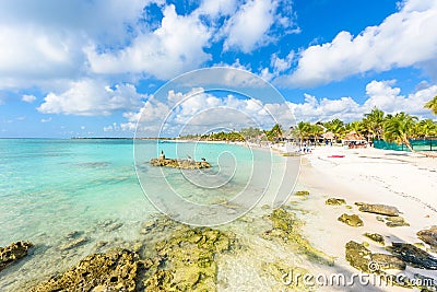 Riviera Maya - paradise beach Akumal at Cancun, Quintana Roo, Mexico - Caribbean coast - tropical destination for vacation Stock Photo