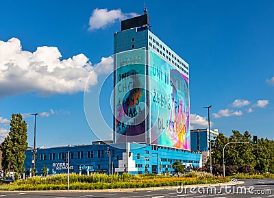 Riviera student house dormitory at Rondo Jazdy Polskiej Polish Cavalry circle in Warsaw, Poland Editorial Stock Photo