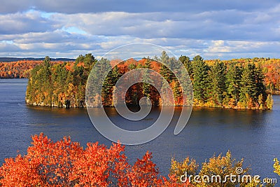 Riviere Saint Maurice in autumn time near Grand Mere Stock Photo