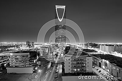 Riyadh City Capital of Saudi Arabia Skyline at Night Stock Photo