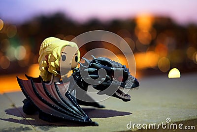 Riyadh / Saudi Arabia - February 22, 2019: Pop Funko toy based from HBO`s Game of Thrones character Khaleesi or Queen Daenerys Tar Editorial Stock Photo