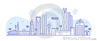 Riyadh skyline Saudi Arabia city buildings vector Vector Illustration