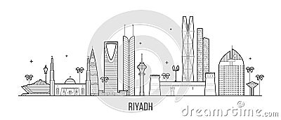Riyadh skyline Saudi Arabia city buildings vector Vector Illustration