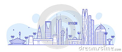 Riyadh skyline Saudi Arabia city buildings vector Vector Illustration