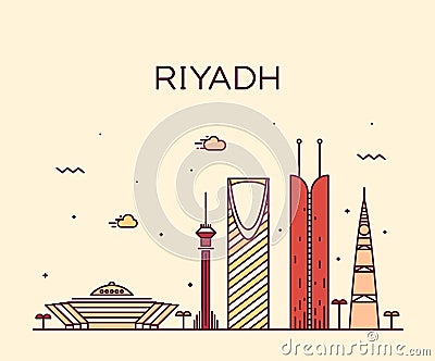 Riyadh skyline trendy vector illustration linear Vector Illustration