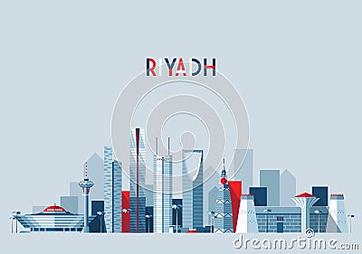 Riyadh skyline, vector illustration, flat design Vector Illustration