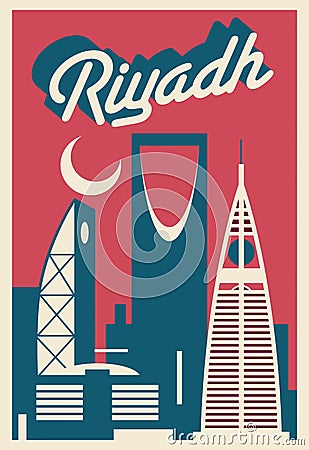 Riyadh Saudi Arabia postcard Cartoon Illustration