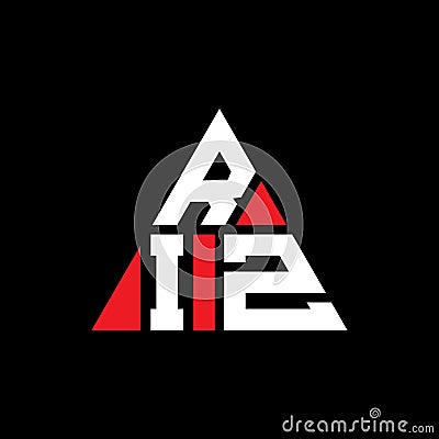 RIZ triangle letter logo design with triangle shape. RIZ triangle logo design monogram. RIZ triangle vector logo template with red Vector Illustration
