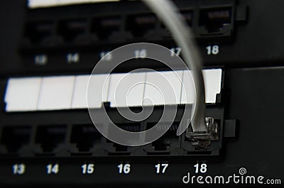 RJ11 cable connect to panel Stock Photo