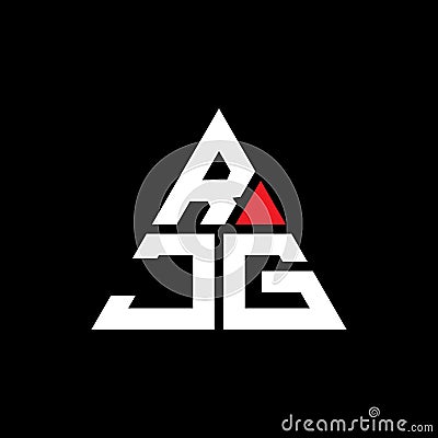 RJG triangle letter logo design with triangle shape. RJG triangle logo design monogram. RJG triangle vector logo template with red Vector Illustration
